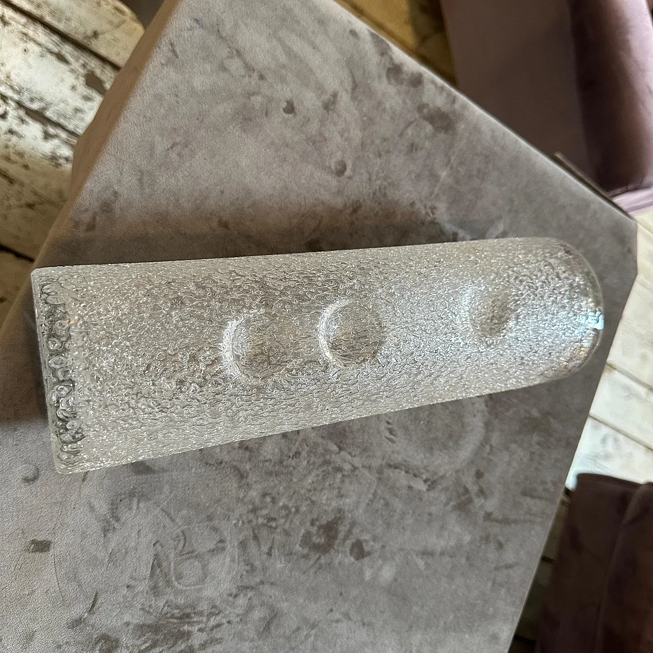 Brutalist clear glass cylinder vase by Jan Gabrhel, 1980s 8