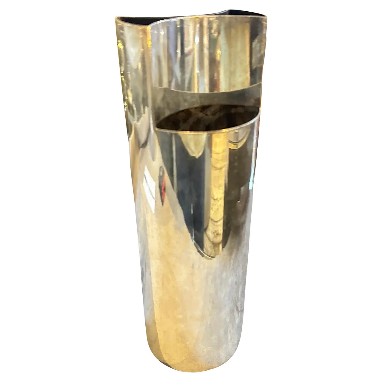 Sabattini style minimalist silver plated vase, 1970s 1