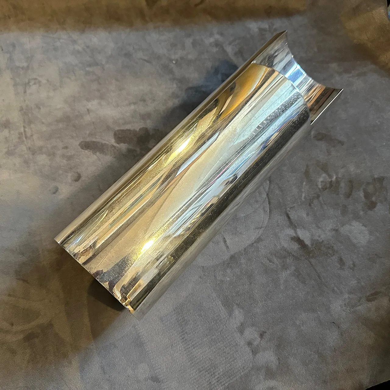 Sabattini style minimalist silver plated vase, 1970s 3