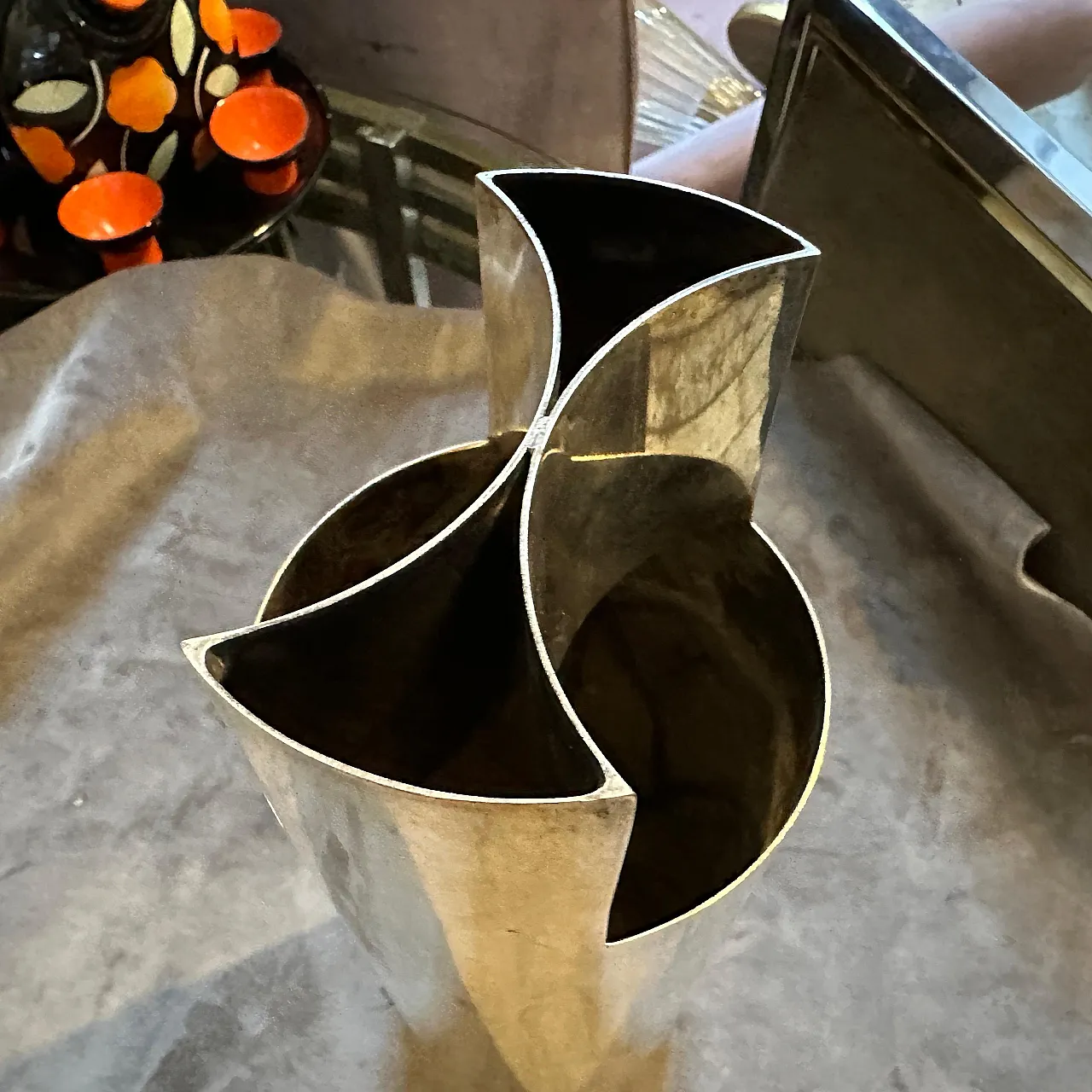 Sabattini style minimalist silver plated vase, 1970s 9