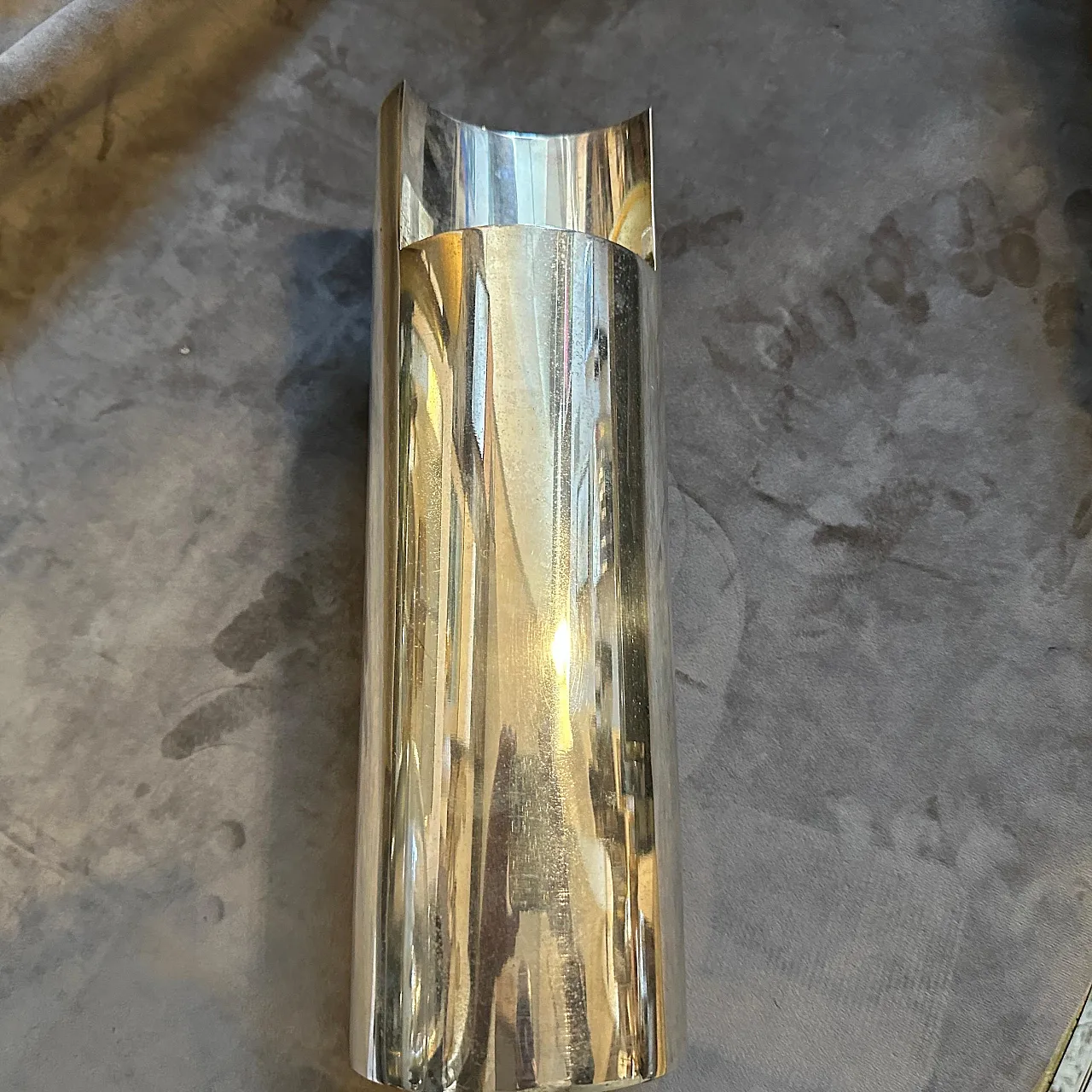 Sabattini style minimalist silver plated vase, 1970s 4