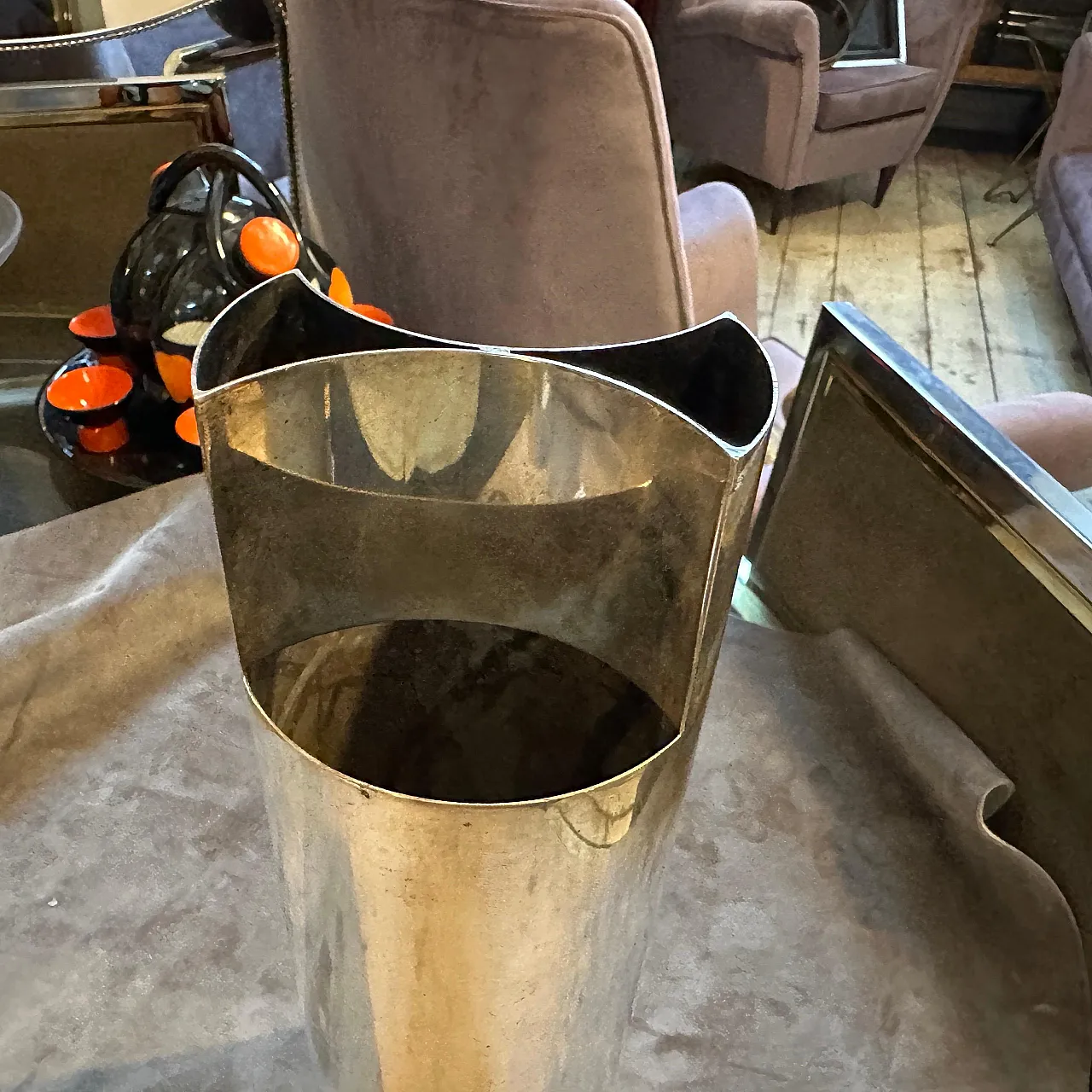 Sabattini style minimalist silver plated vase, 1970s 10