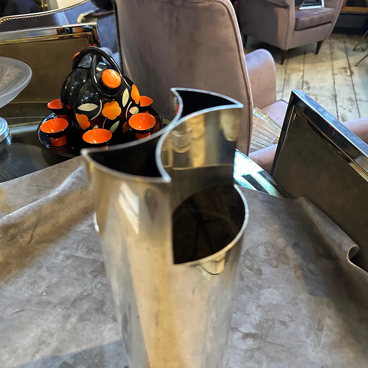 Sabattini style minimalist silver plated vase, 1970s 11