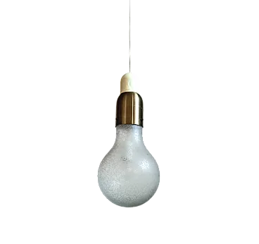 Chandelier in sandblasted glass by Stylux, 70s