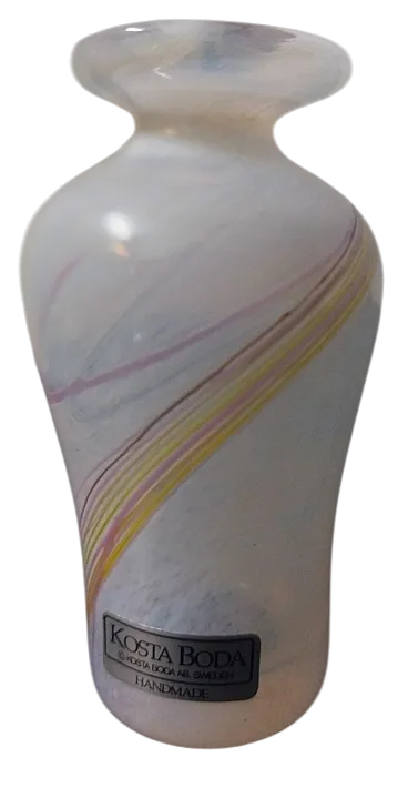 Rainbow blown glass vase by Kosta Boda