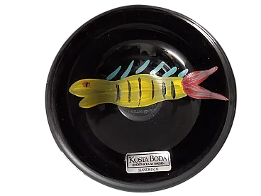 Piatto vintage in vetro soffiato di Kosta Boda