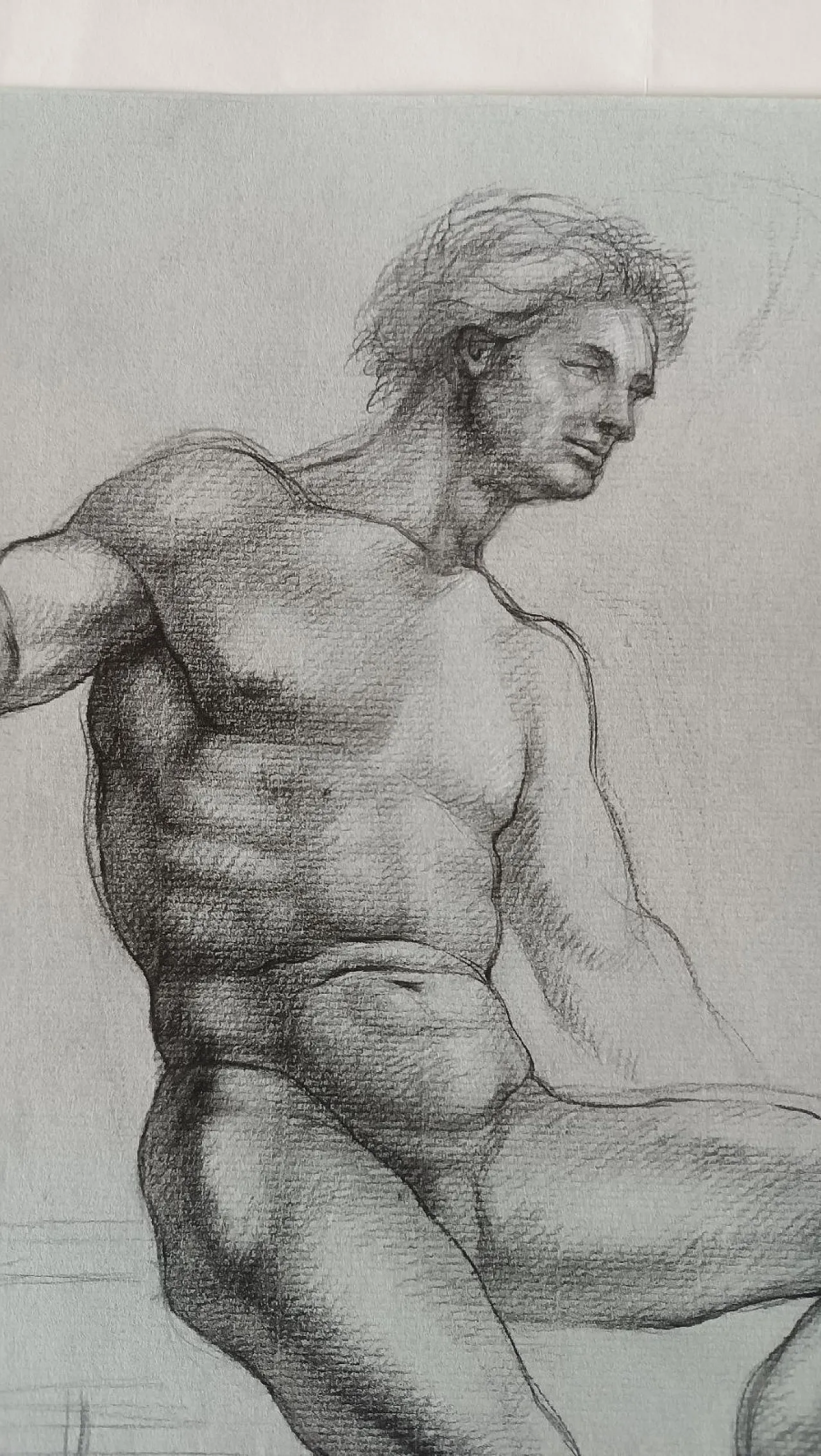 Nudo maschile, disegno a matita su carta di Gabriele Vicari, '900 3