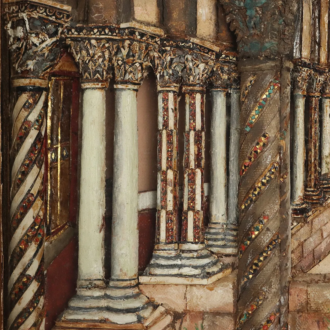 Scorcio del chiostro del Duomo di Monreale, dipinto a tecnica mista 4