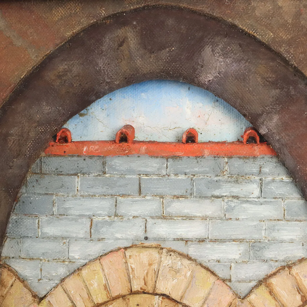 Scorcio del chiostro del Duomo di Monreale, dipinto a tecnica mista 6