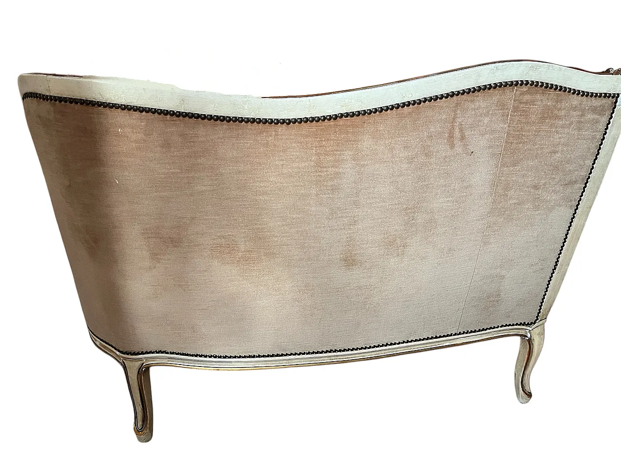 Louis XVI style corner sofa in 3 modules, wood and velvet, 60s 4