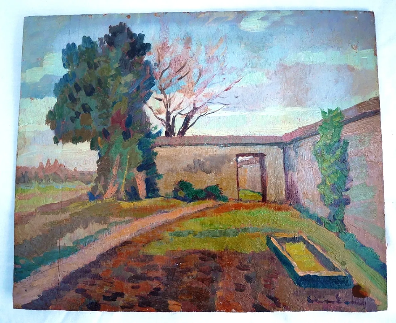 Oil painting on plywood signed Cantoni, 1930s 3