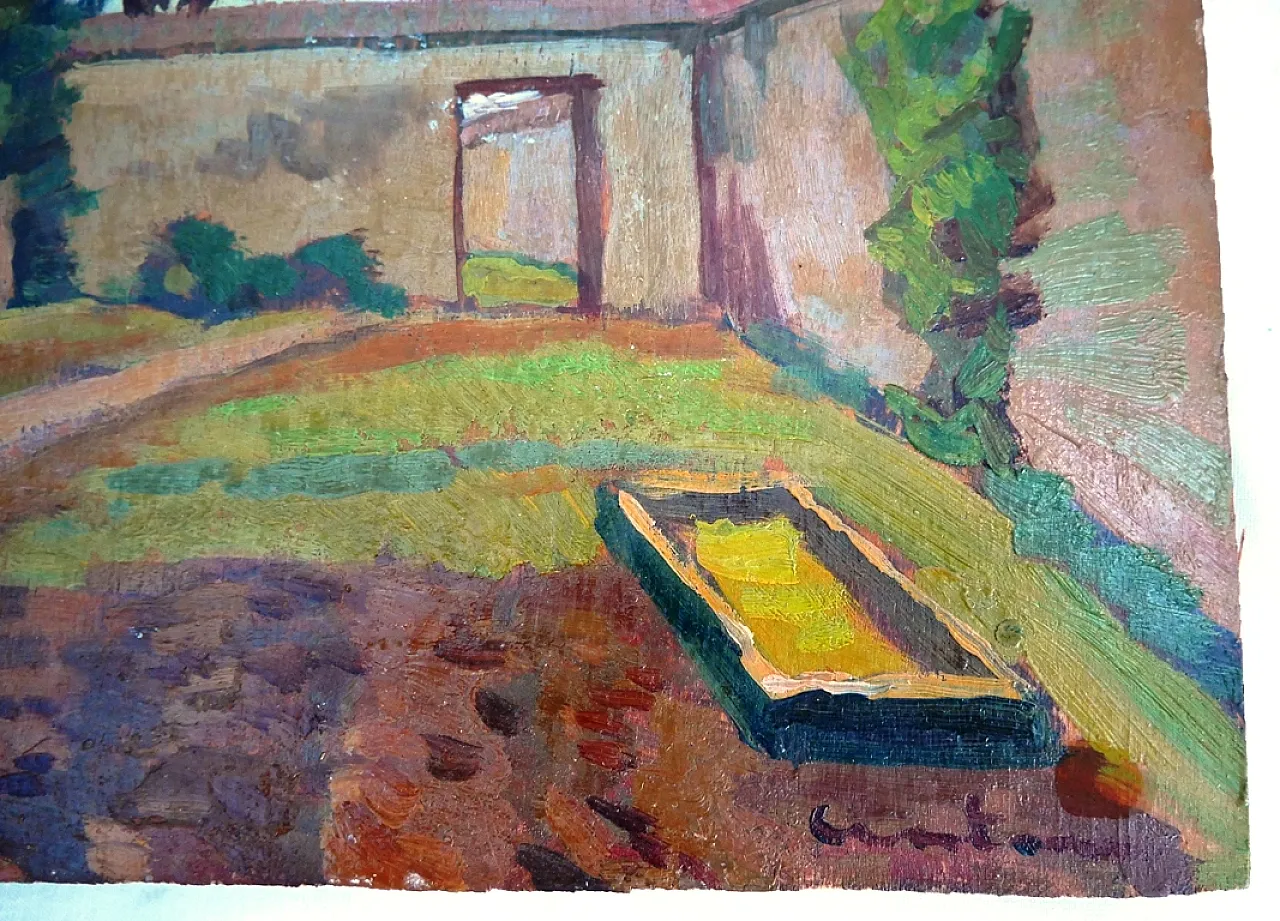 Oil painting on plywood signed Cantoni, 1930s 5