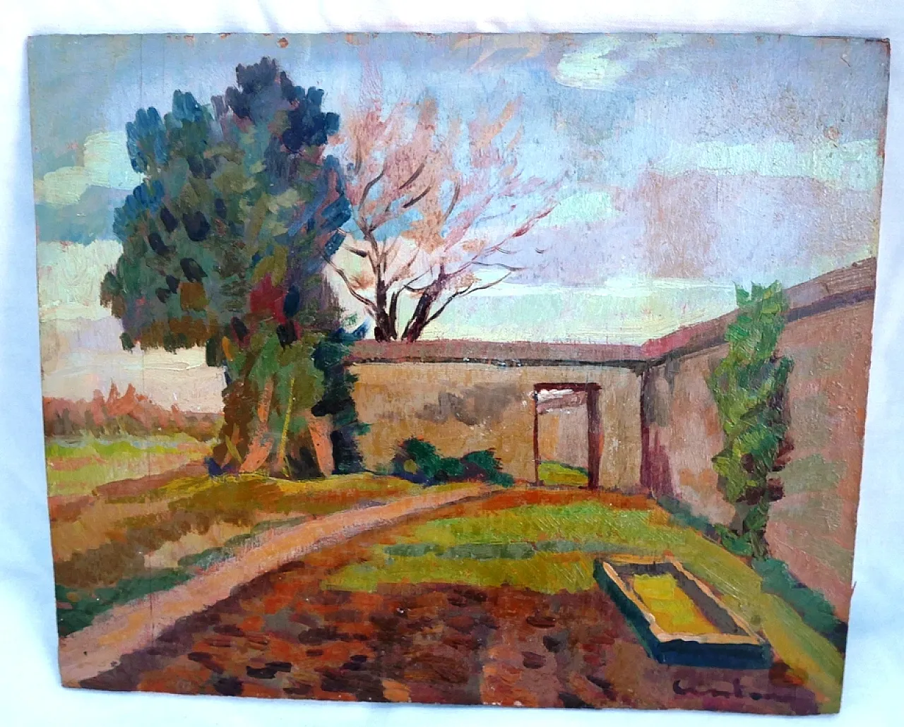 Oil painting on plywood signed Cantoni, 1930s 8