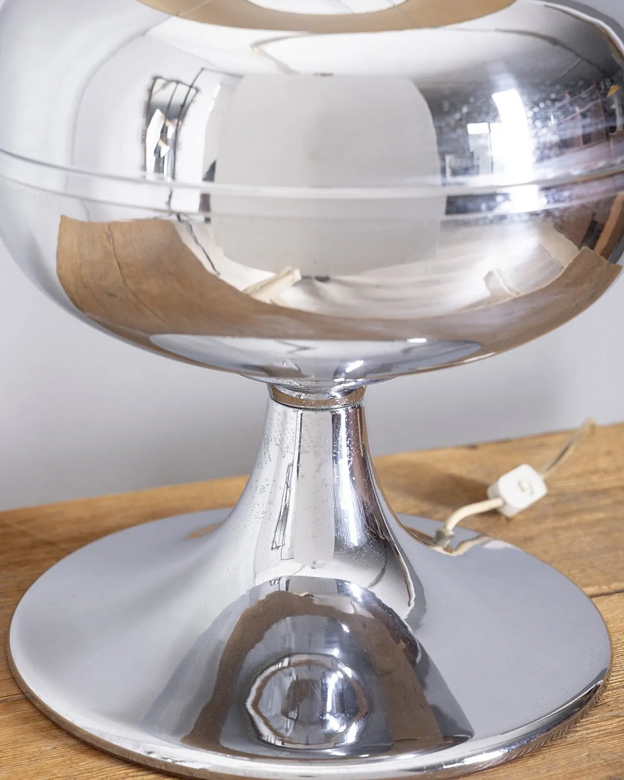 Lampada da tavolo grande in metallo cromato, anni '70 5