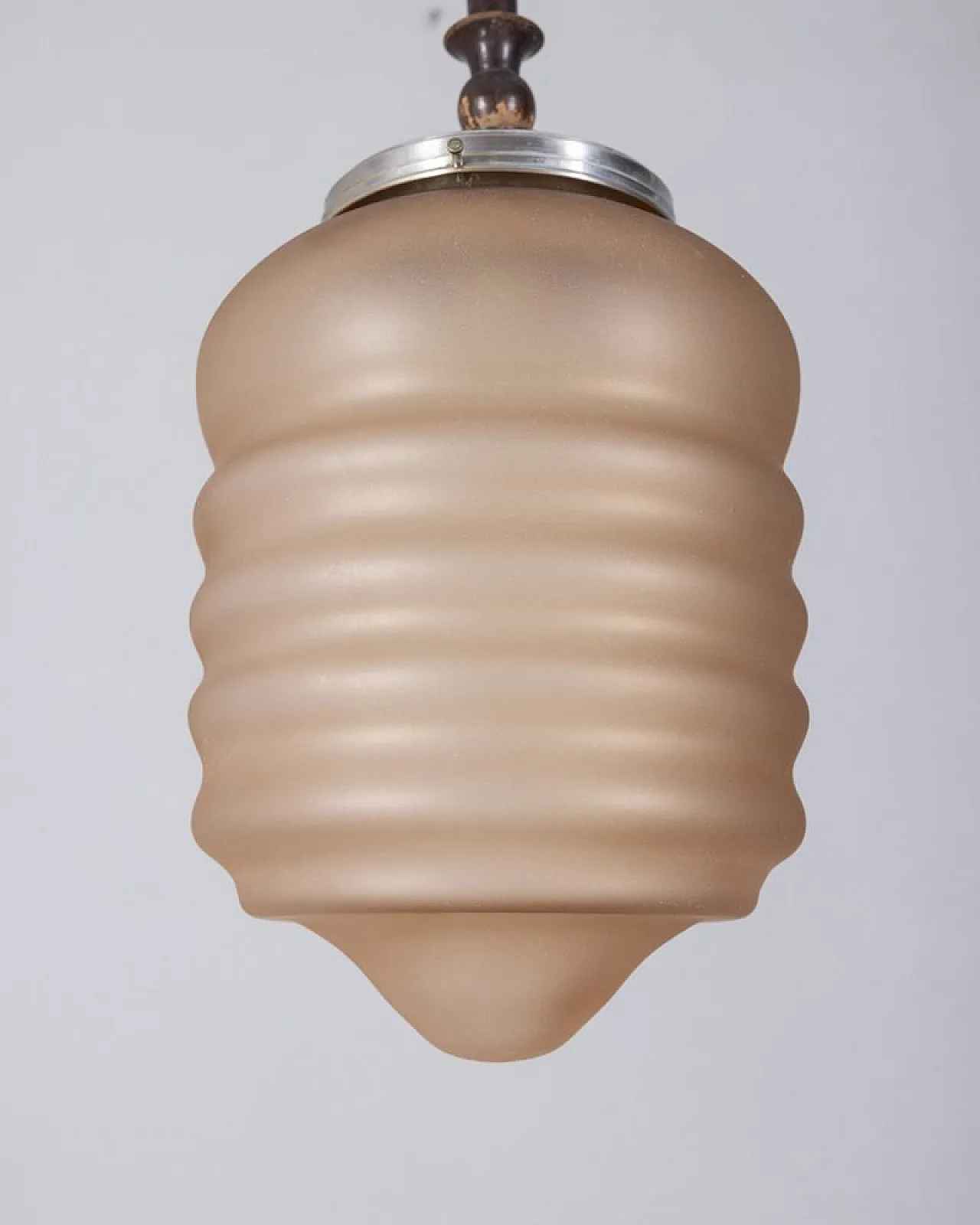 Lampada a sospensione in vetro rosa, anni '50 2