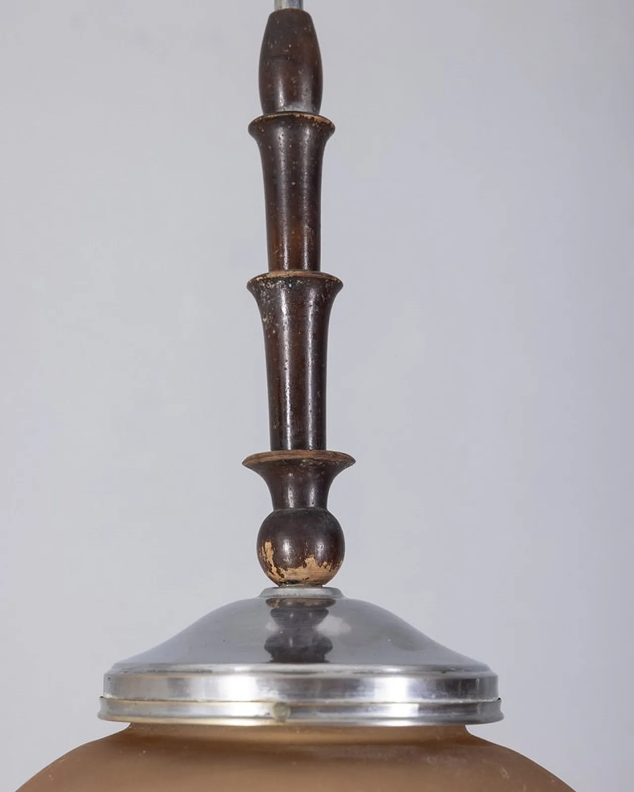 Lampada a sospensione in vetro rosa, anni '50 3