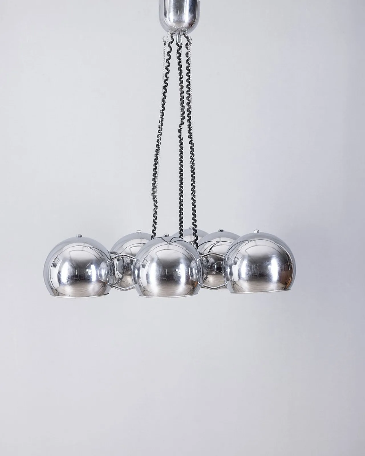 Lampadario in metallo cromato di Goffredo Reggiani per Reggiani, anni '70 1