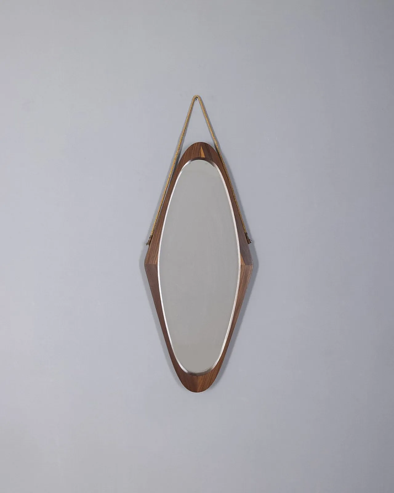 Specchio da parete ovale in legno, anni '60 1