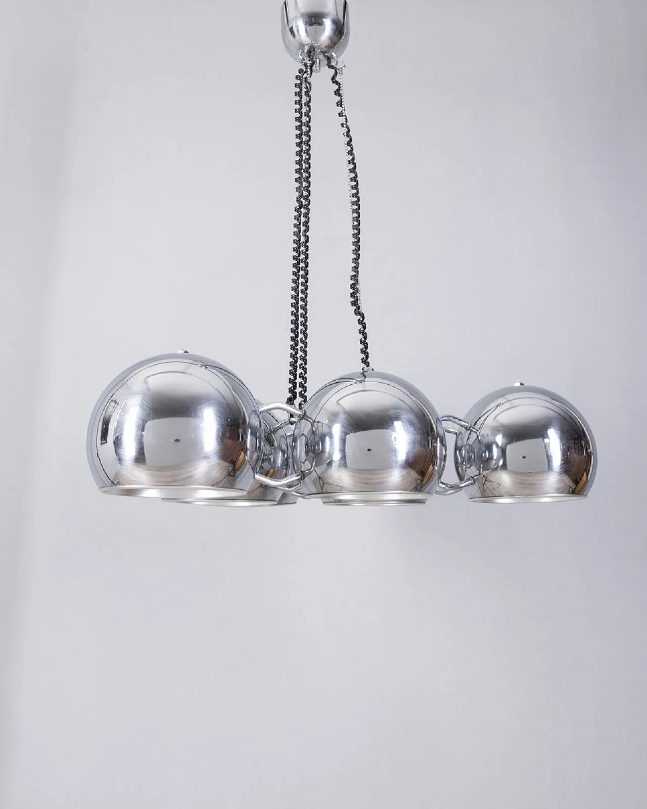 Lampadario in metallo cromato di Goffredo Reggiani per Reggiani, anni '70 3