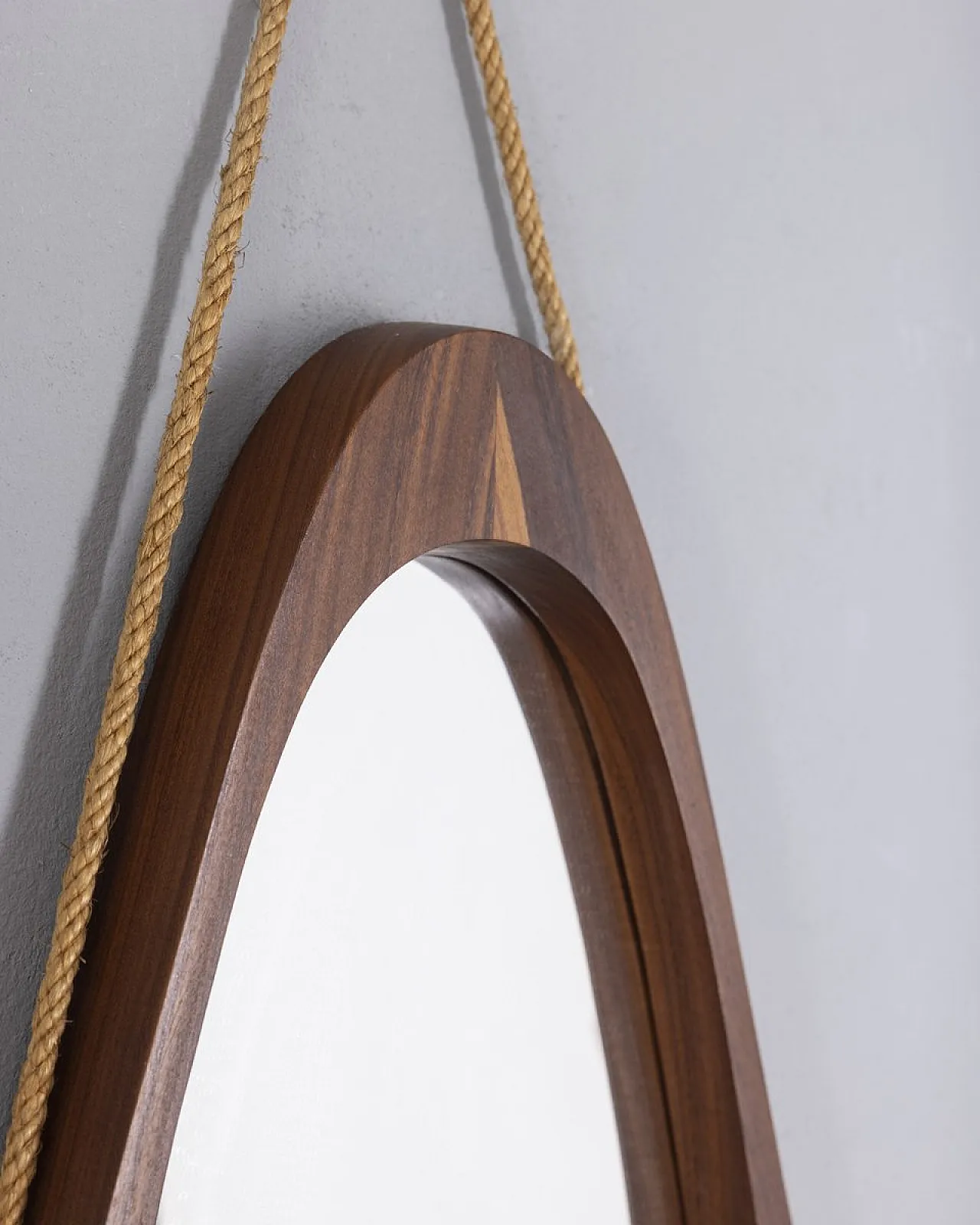Specchio da parete ovale in legno, anni '60 4