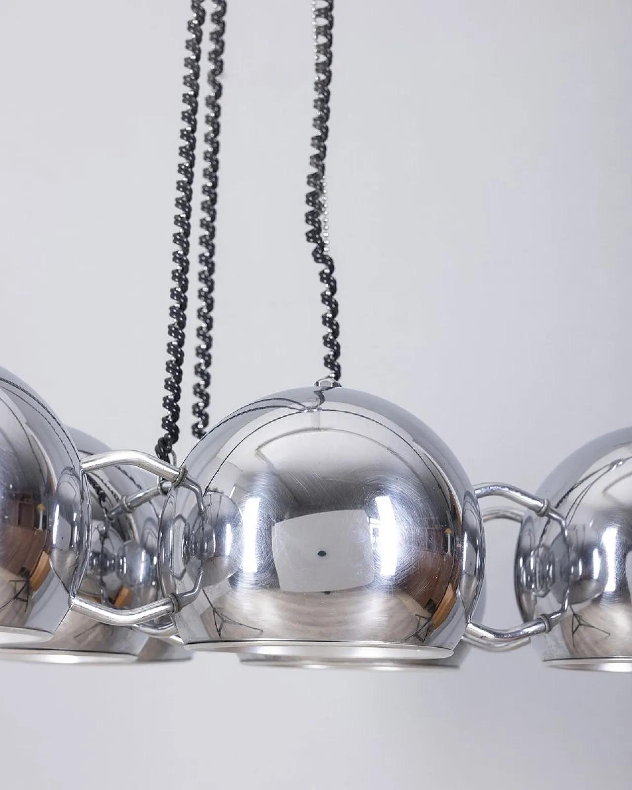 Lampadario in metallo cromato di Goffredo Reggiani per Reggiani, anni '70 5