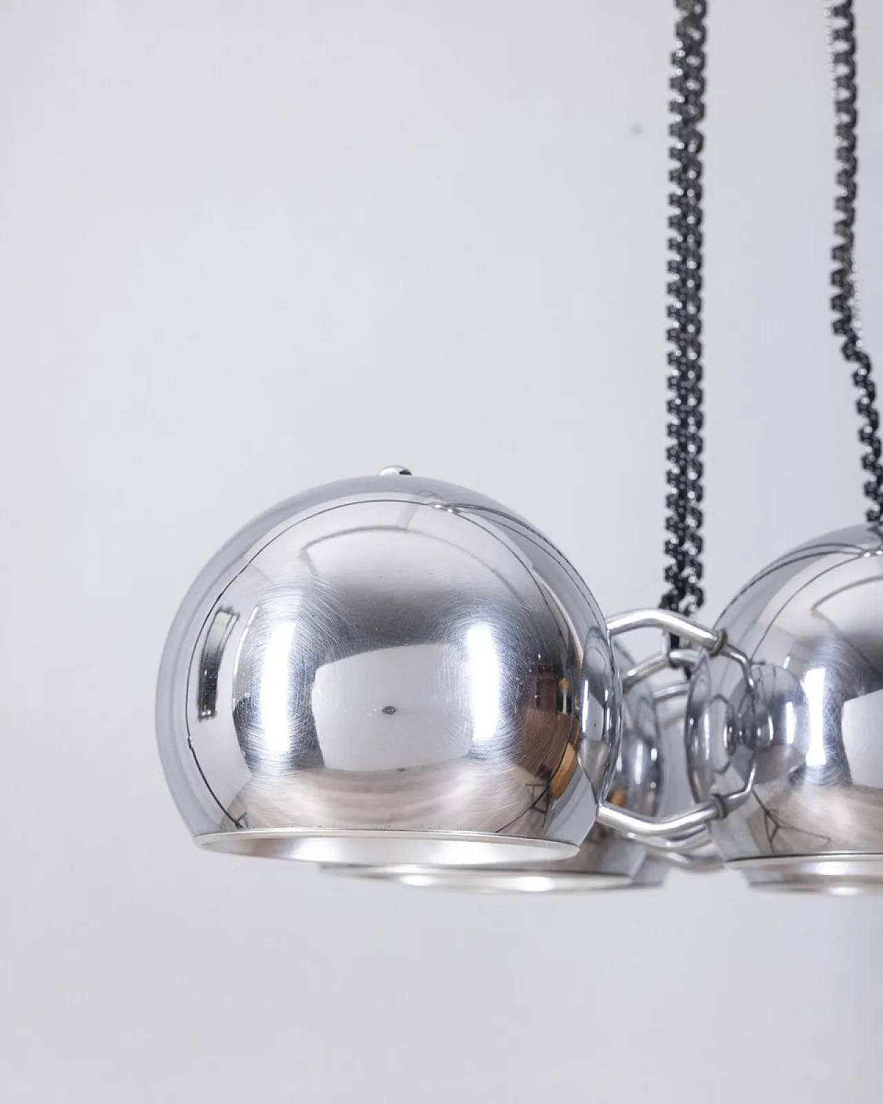 Lampadario in metallo cromato di Goffredo Reggiani per Reggiani, anni '70 6