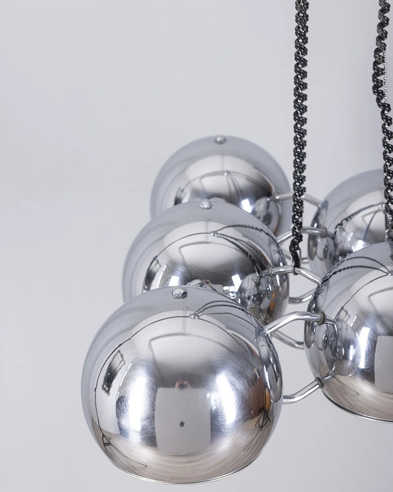 Lampadario in metallo cromato di Goffredo Reggiani per Reggiani, anni '70 7
