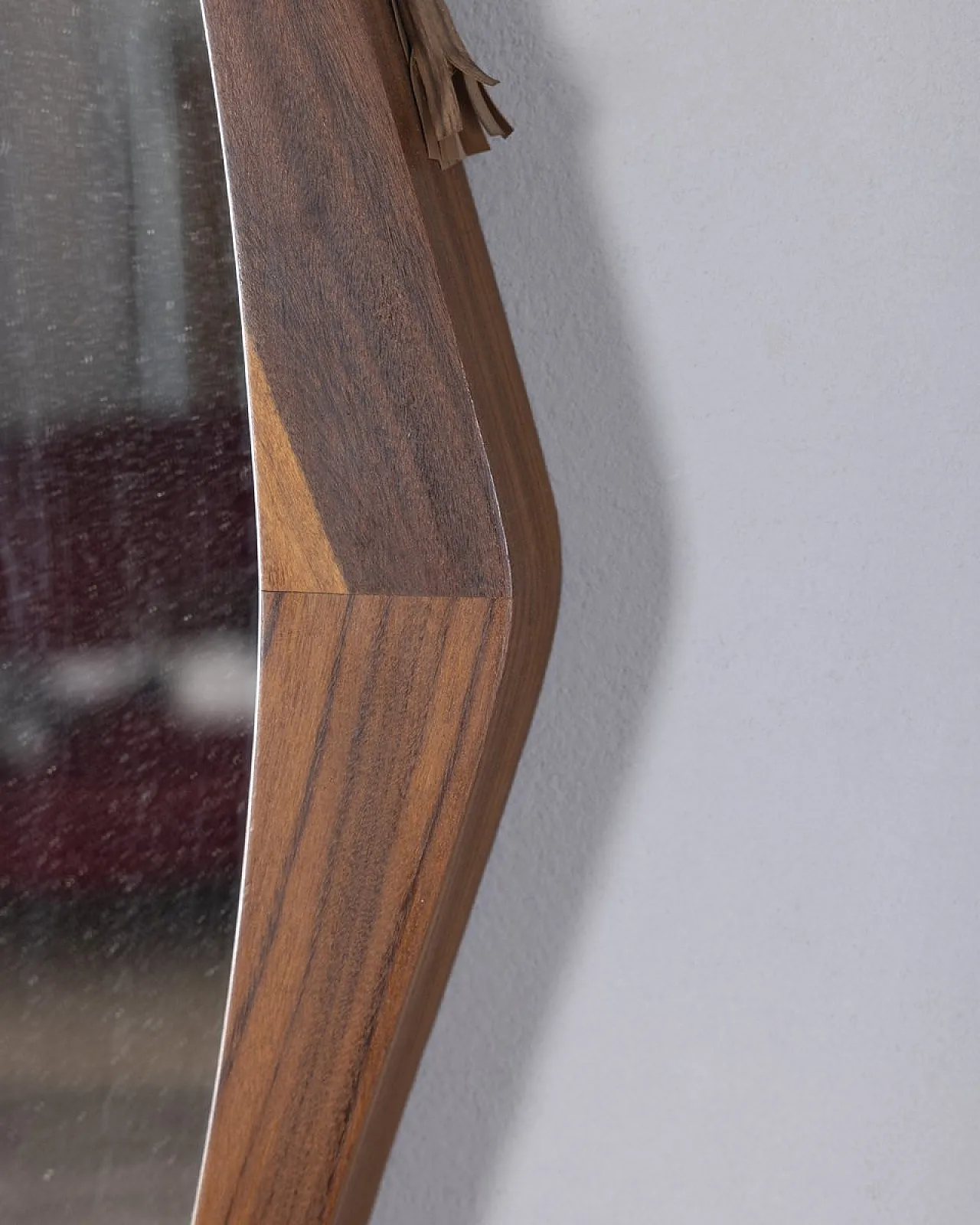 Specchio da parete ovale in legno, anni '60 7