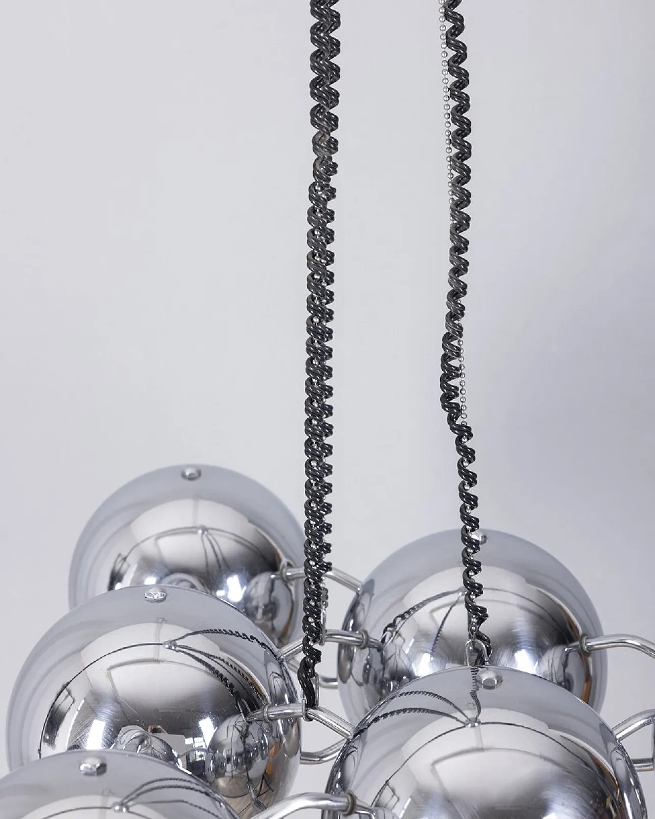 Lampadario in metallo cromato di Goffredo Reggiani per Reggiani, anni '70 8