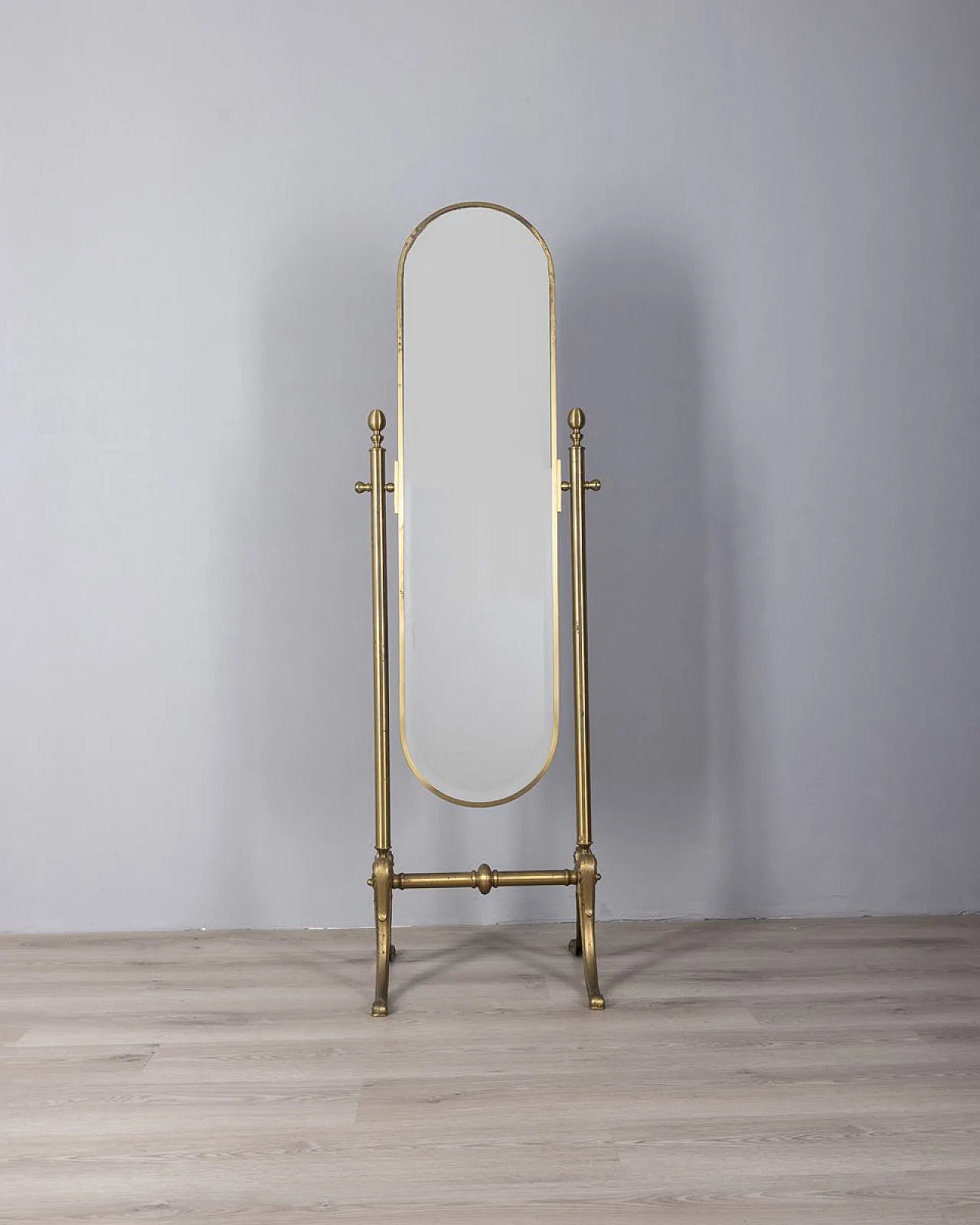 Gilt brass floor mirror, 1950s 1