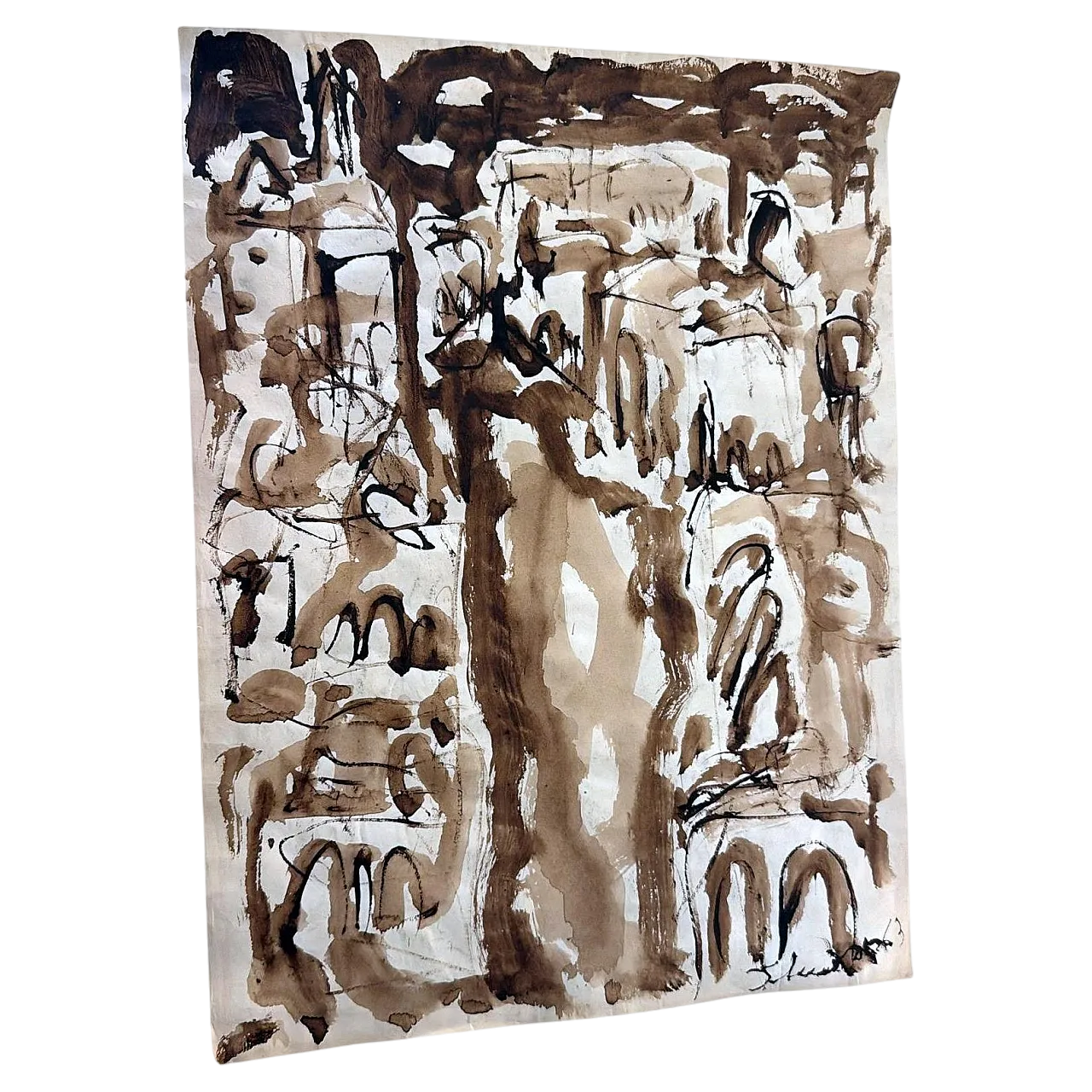 Disegno astratto su carta strutturata, anni '60 18