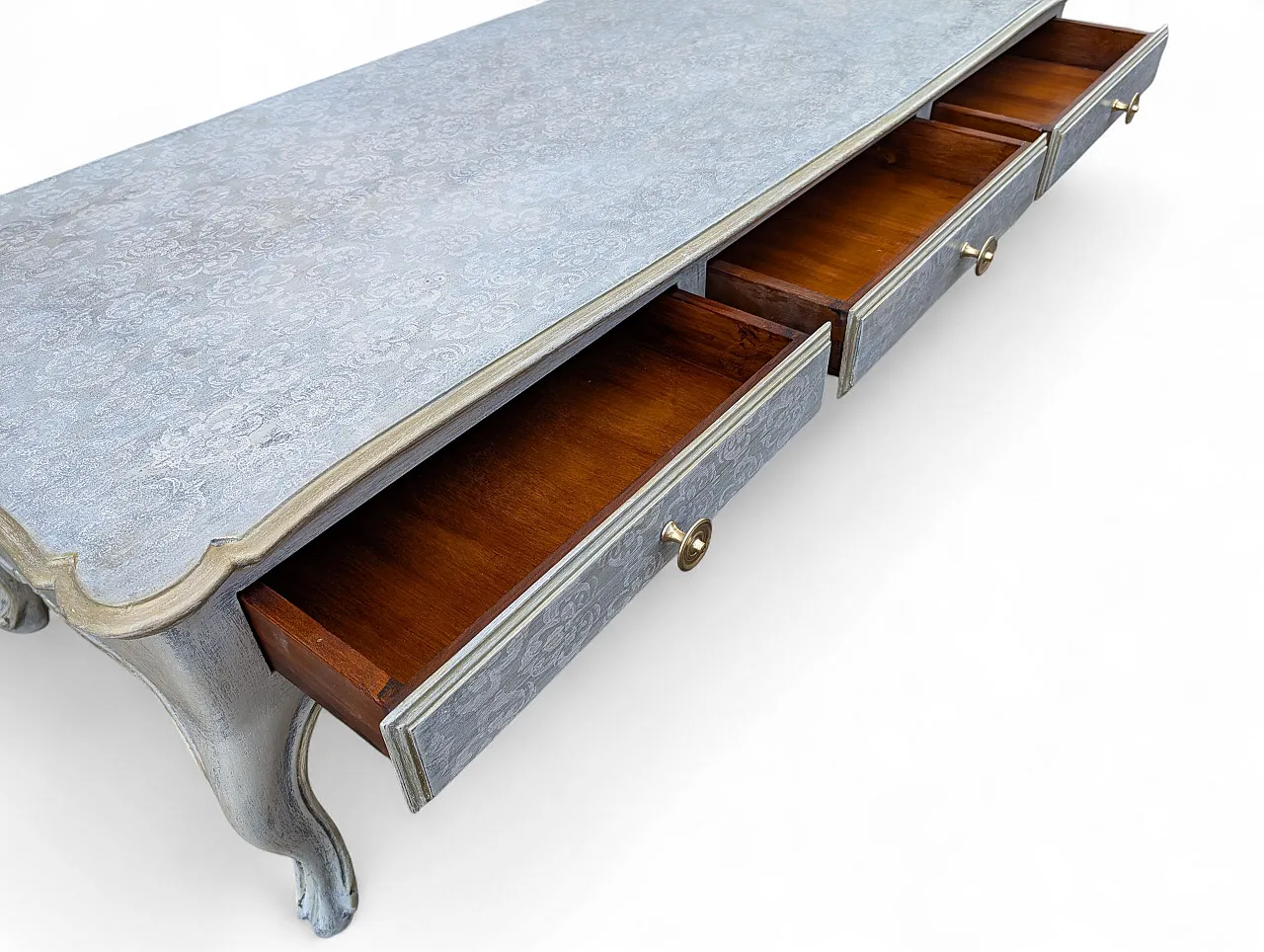 Tavolino da salotto in noce in stile classico francese anni 70 9