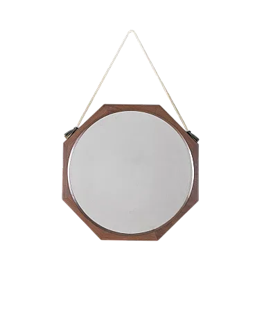 Specchio da parete in legno e corda, anni '60