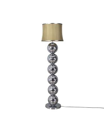 Lampada da terra con sfere in metallo cromato, anni '70