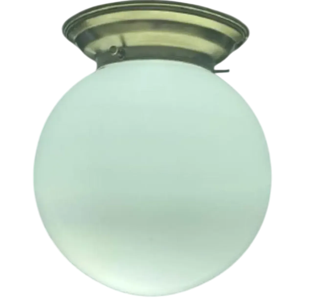 Lampada del soffitto art deco in vetro opale bianco leggero, anni '30 11