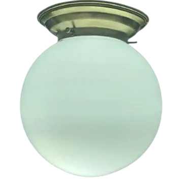 Lampada del soffitto art deco in vetro opale bianco leggero, anni '30