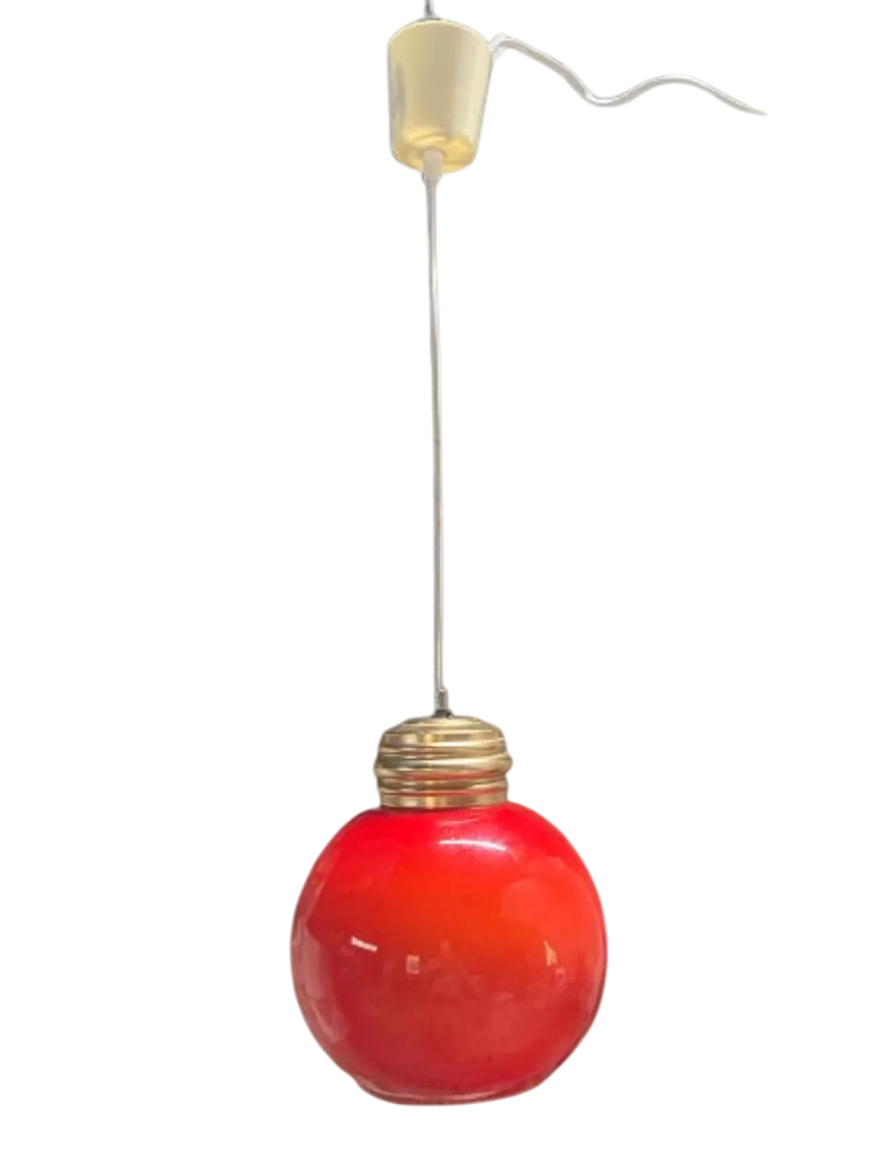 Rosso Opal Glass Pendant Globe, anni '70 8