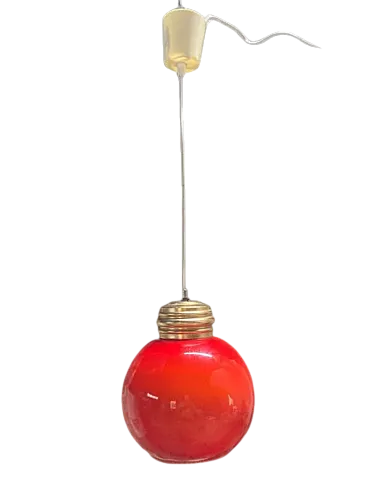 Rosso Opal Glass Pendant Globe, anni '70