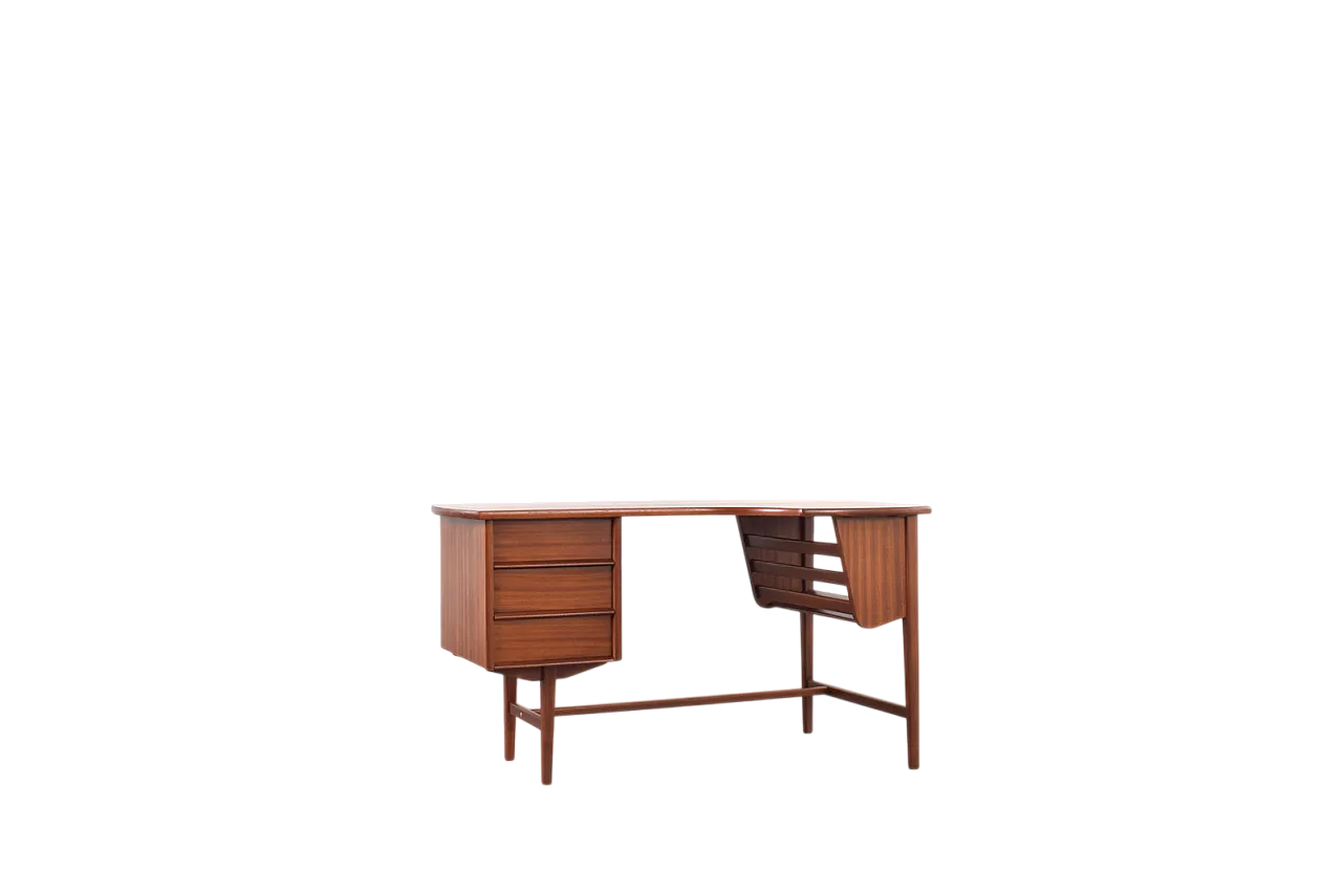 Mid-Century Kidney Shaped Danish Teak Desk, 1960s 17