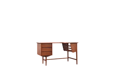 Mid-Century Kidney Shaped Danish Teak Desk, 1960s