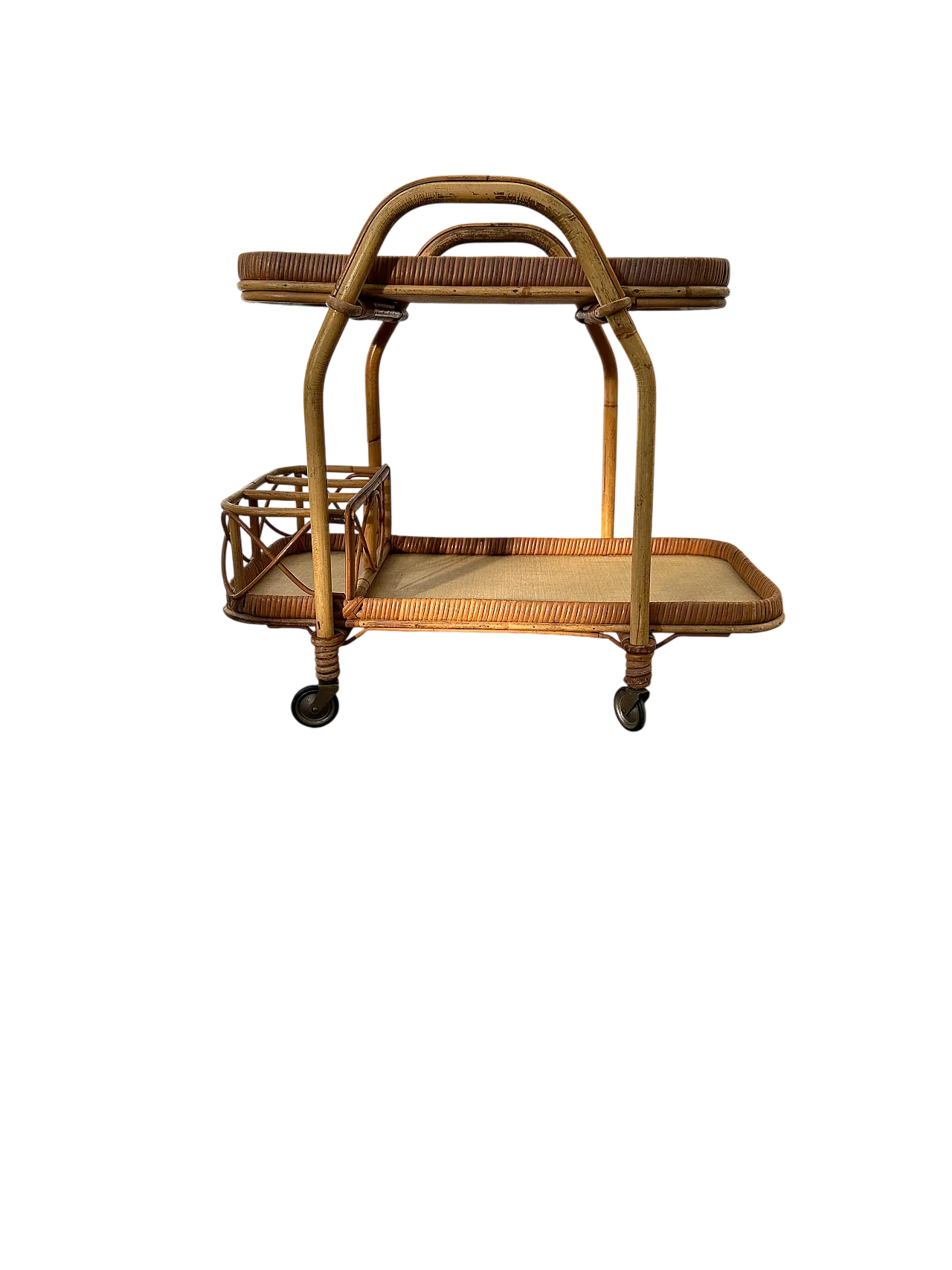 Rattan dessert with removable tray, 60s 10