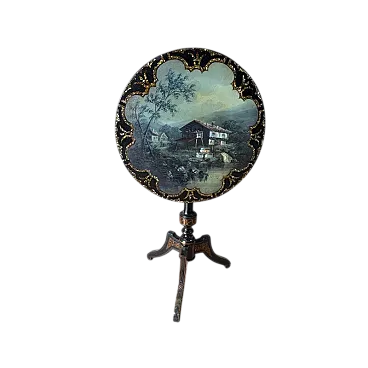 Tavolino a vela in legno ebanizzato, metà '800