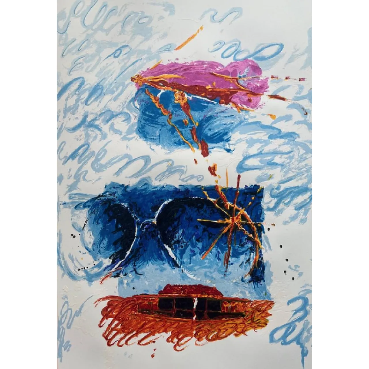 Abstract print by Mario Schifano, silkscreen, 1990s 1