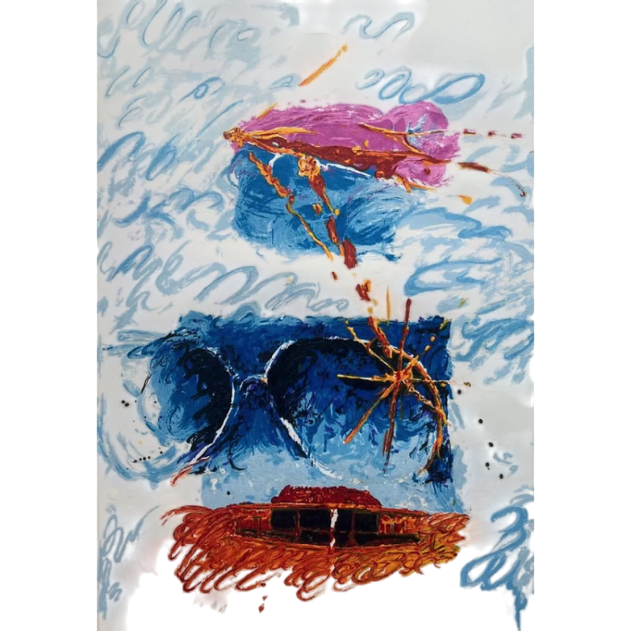 Abstract print by Mario Schifano, silkscreen, 1990s 6