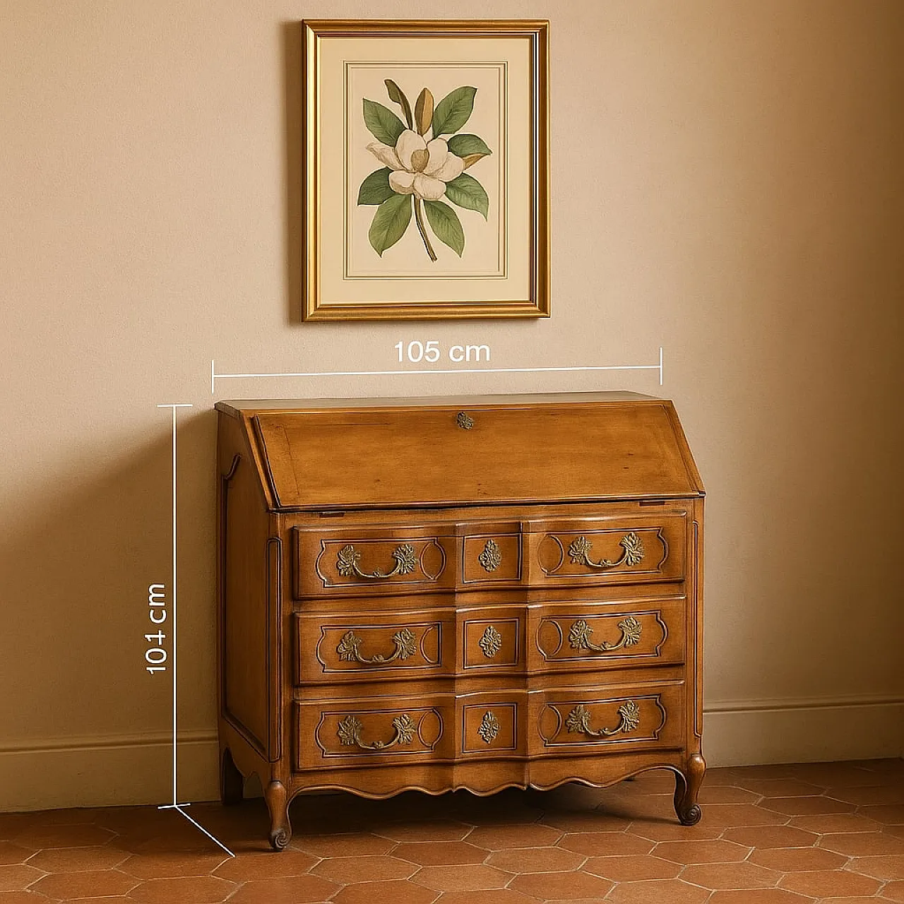 Ribalta Barocca in noce e abete con 7 cassetti, '700 2