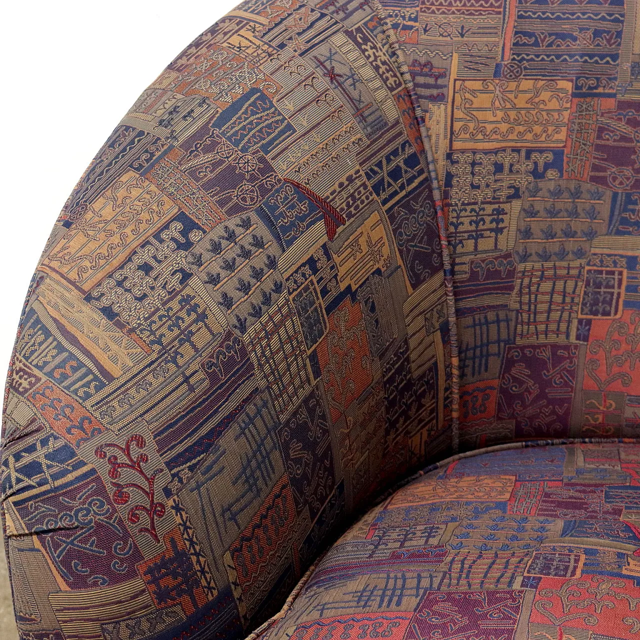 Pair of armchairs in wood and fabric, 1960s 4