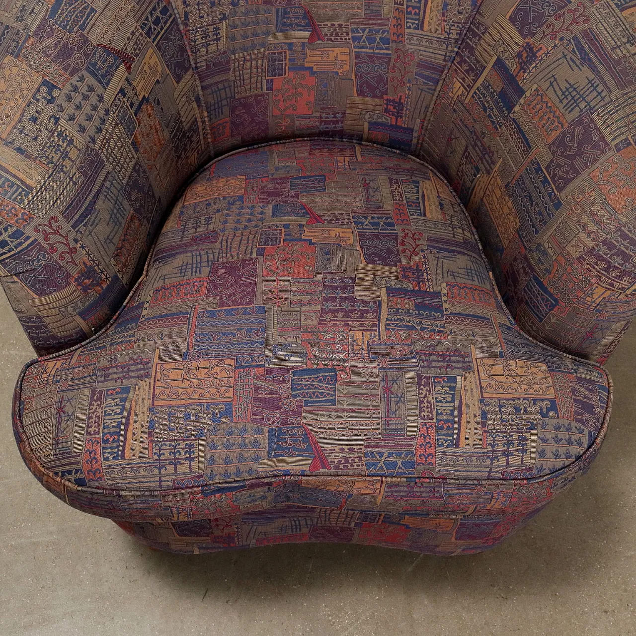 Pair of armchairs in wood and fabric, 1960s 5