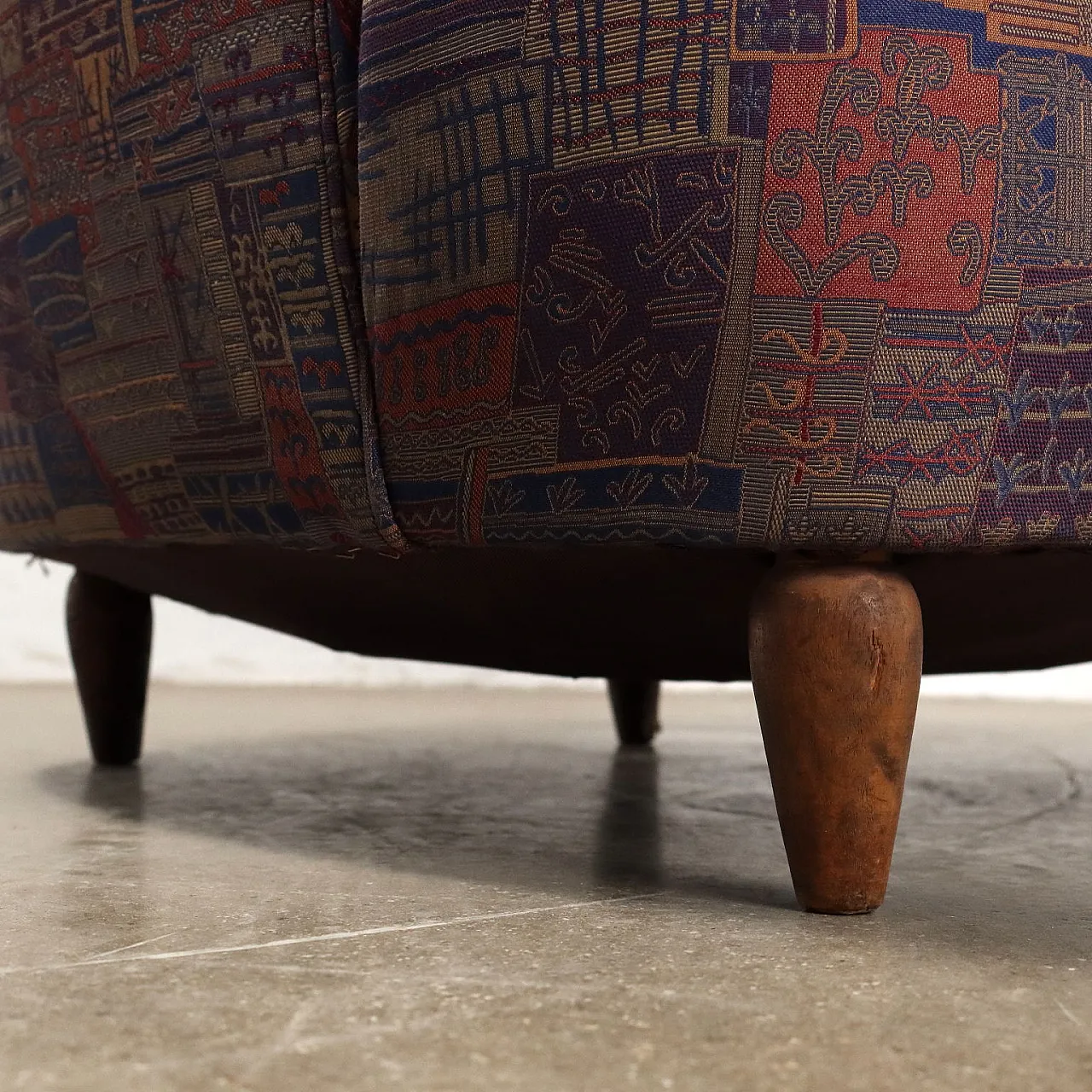 Pair of armchairs in wood and fabric, 1960s 6