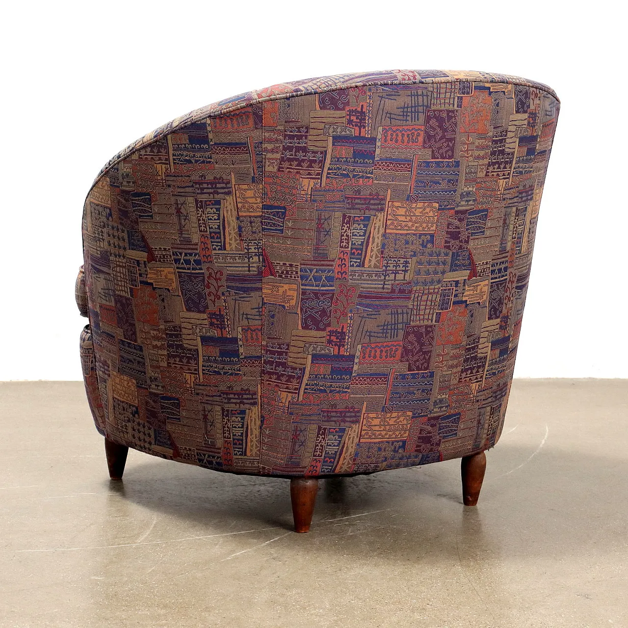 Pair of armchairs in wood and fabric, 1960s 8