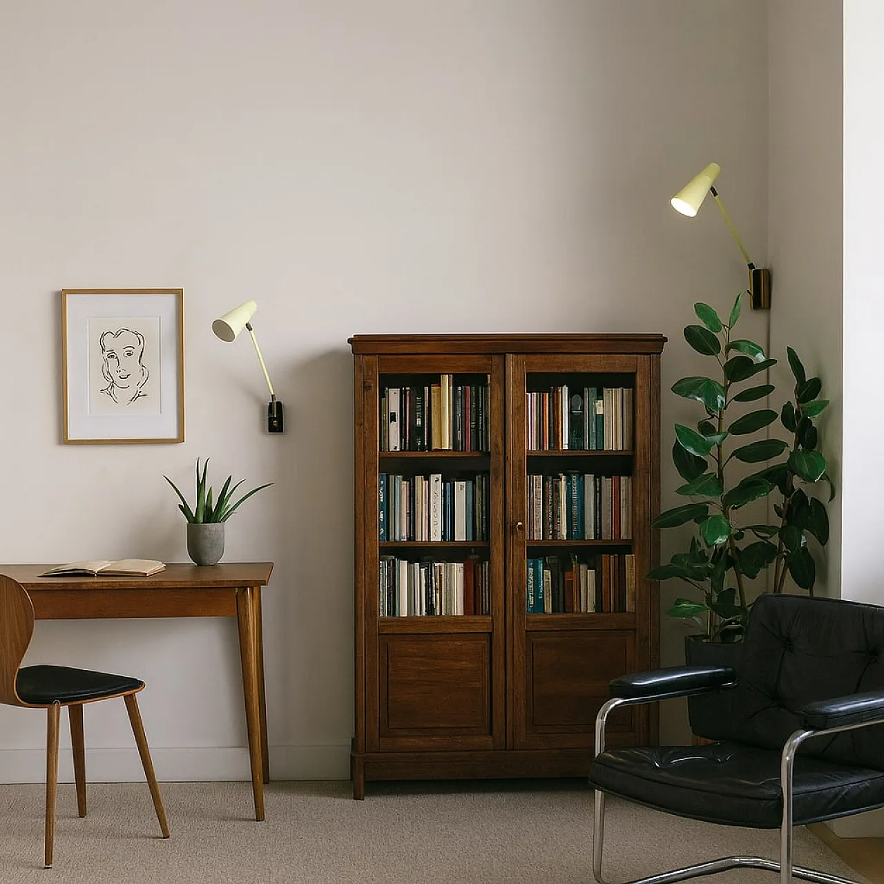 Pair of Stilnovo wall lamps in lacquered metal, 1950s 2